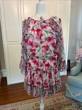 Misa Los Angeles Pink Floral Mini Dress